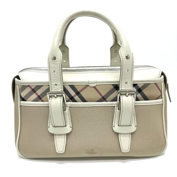 BURBERRY check Mini Duffle Bag Bag Hand Bag Nylon Beige - Picture 14 of 14